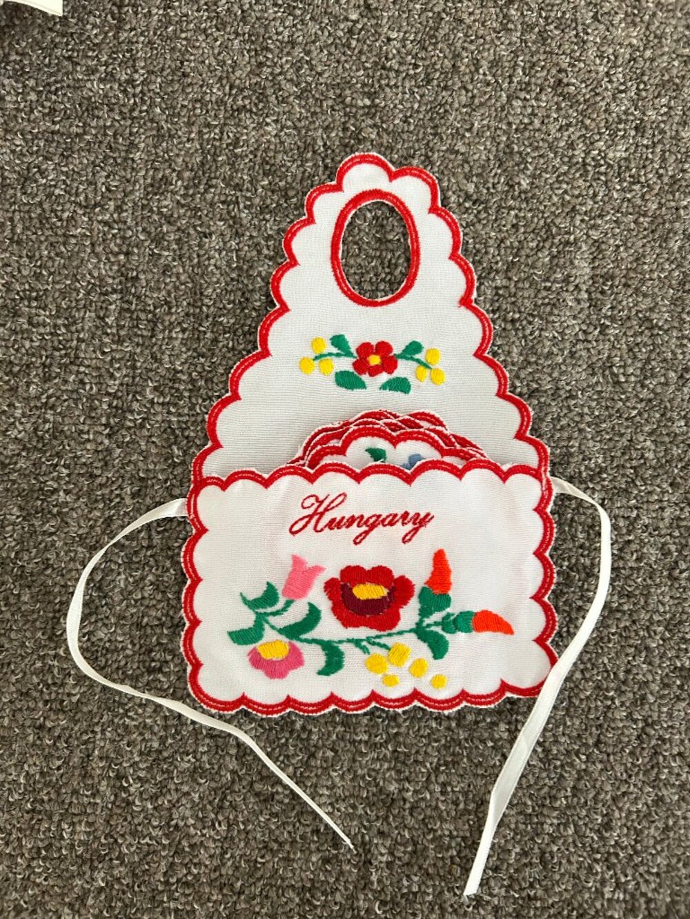 Handmade in Hungary Embroidered Apron w/ Matching Coasters
